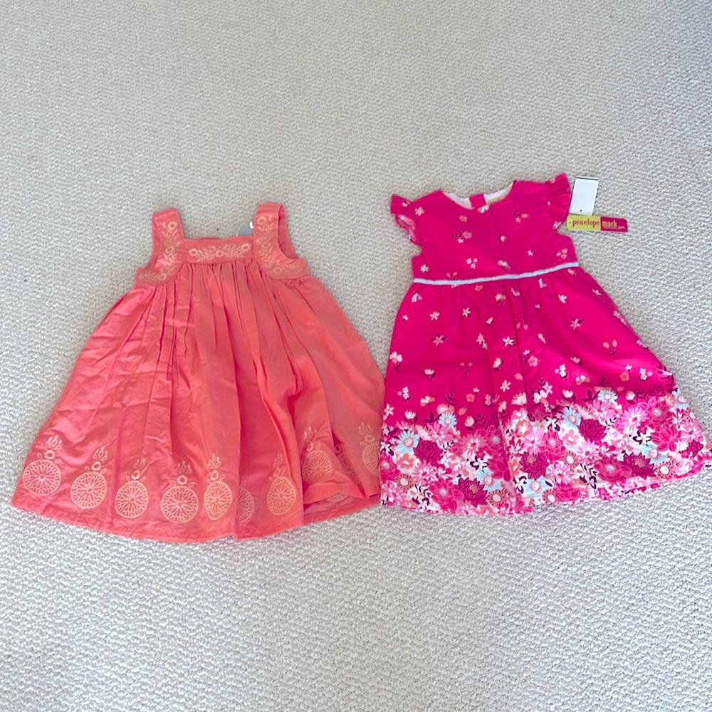 BRAND NEW 2 Girls Cotton Dresses, Size 4T, one from Tahari and Penelope Mack